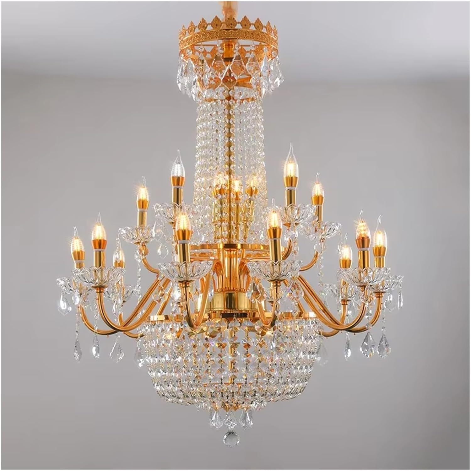 Luxurious Golden Crystal Pendant Lamp European Candle Lamp Art Living Room Restaurant Bedroom Villa Hotel Chandelier ﻿,luminaire