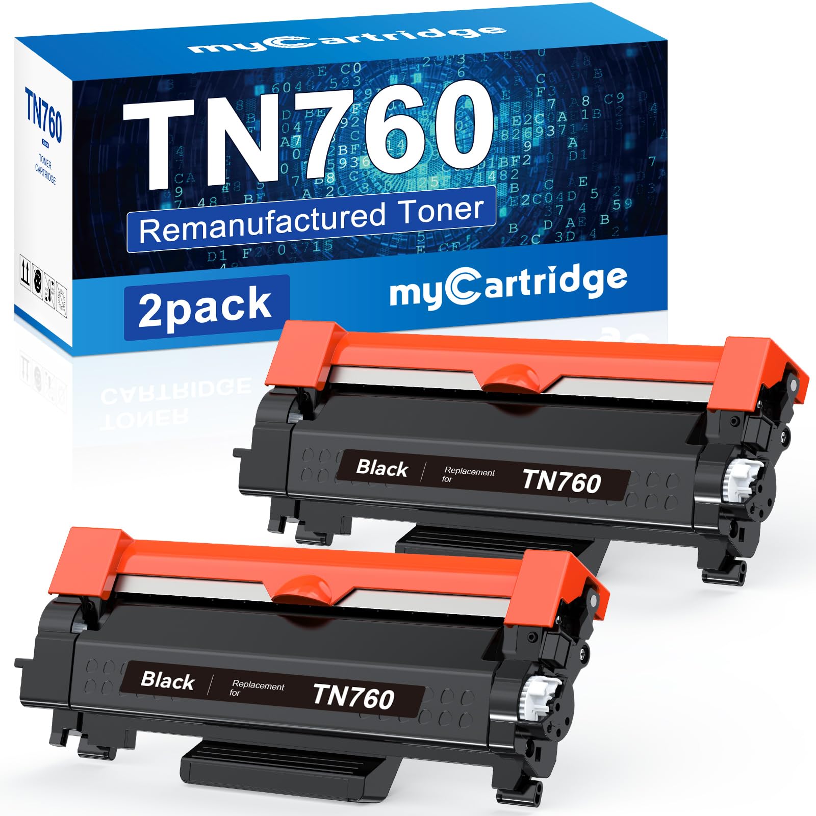 myCartridge Remanufactured Toner Cartridge Replacement for Brother TN760 TN-760 TN730 TN-730 for MFC-L2710DW MFC-L2750DW HL-L2350DW HL-L2370DW HL-L2395DW HL-L2390DW Printer(Black,TN760 2Pk)