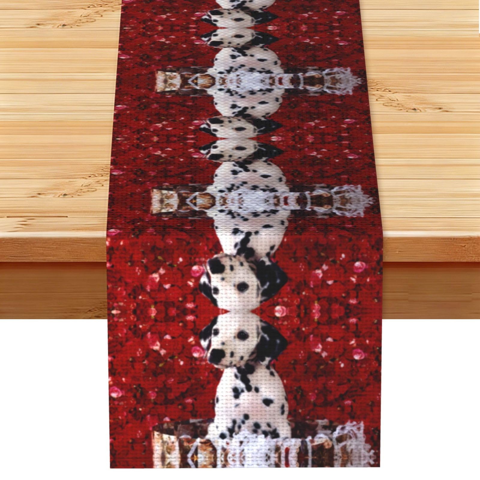 dalmatian puppy Linen Feel Table Runner Wedding Party Home Decoration