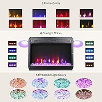 Vista 2 de Insertos de chimenea eléctrica de 23 pulgadas, insertos de chimenea para chimenea existente con 8 colores de llama, insertos de chimenea de 1400 W