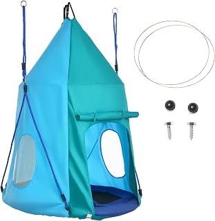 Outsunny Nest Swing with Tent, Diameter 100 cm Garden Swing, Children's Swing with…
