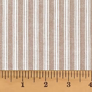Oatmeal Ticking Stripe Cotton Homespun Fabric by JCS - Sold by The Yard