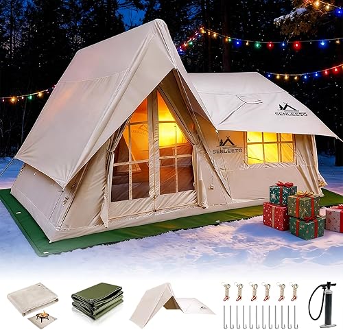 Tiendas inflables grandes para 81012 personas para acampar, tiendas inflables de 4 estaciones con dosellluvia, casa de campaña inflable de lujo con