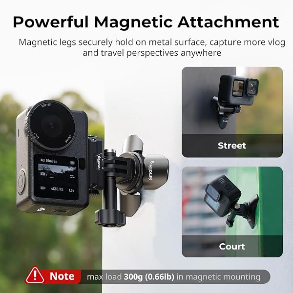 SMALLRIG Mini treppiede a sgancio rapido per DJI Osmo Pocket 4/3, stabile in un attimo, apertura automatica, attacco magnetico, portatile, per Pocket 4/3, Action 6/5 Pro, per GoPro per Insta360-6083 - 4