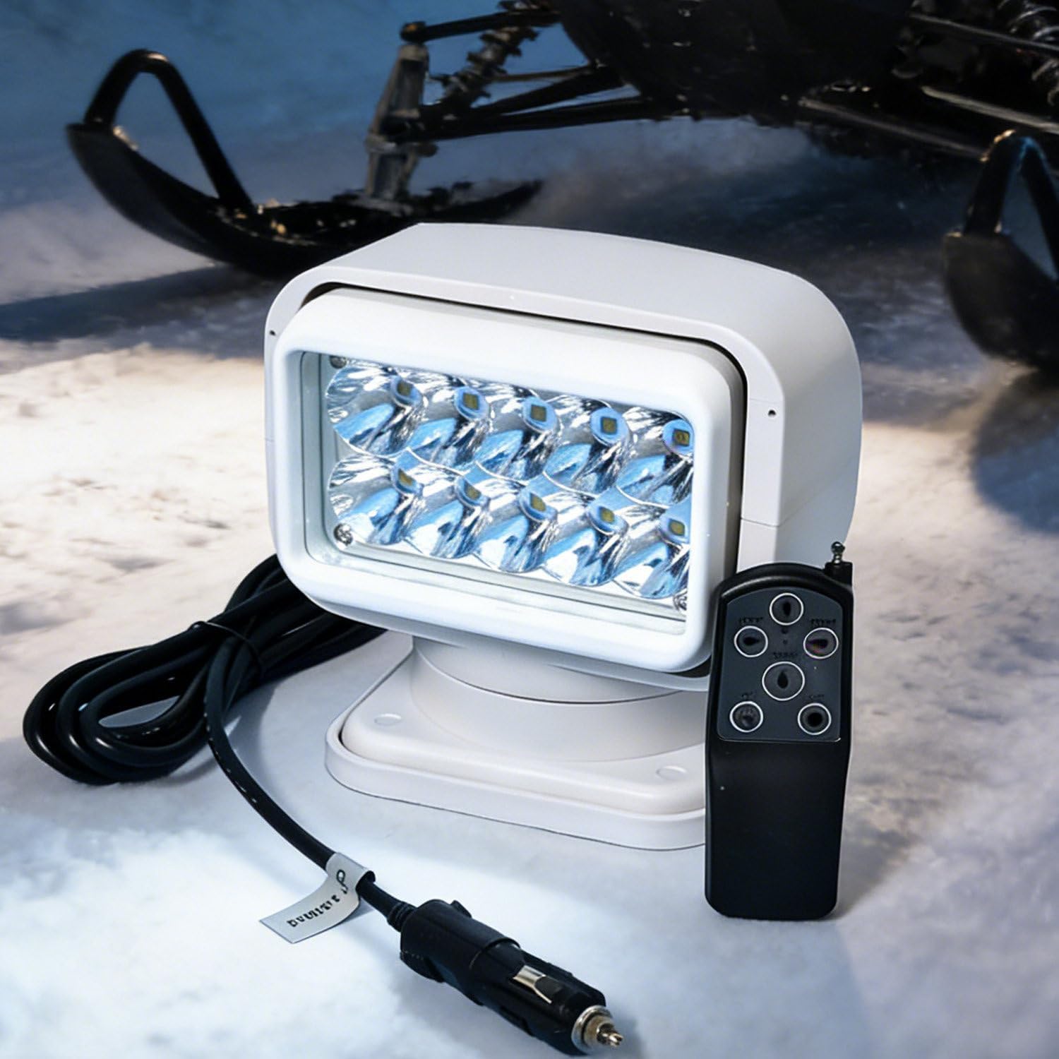 Vehicle LED Search Light, Remote Control Waterproof Spotlight with 6 Magnets & 360° Rotation, 5000lm Work Light for Boat Truck SUV ATV White