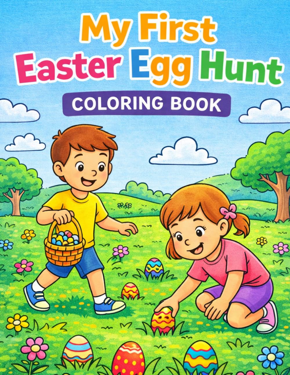 My First Easter Egg Hunt Coloring Book: A Simple and Fun Easter Coloring Book for Toddlers Featuring Egg Hunts, Happy Kids, and Springtime Scenes (USA 250 Patriotic Easter Coloring Book Series)