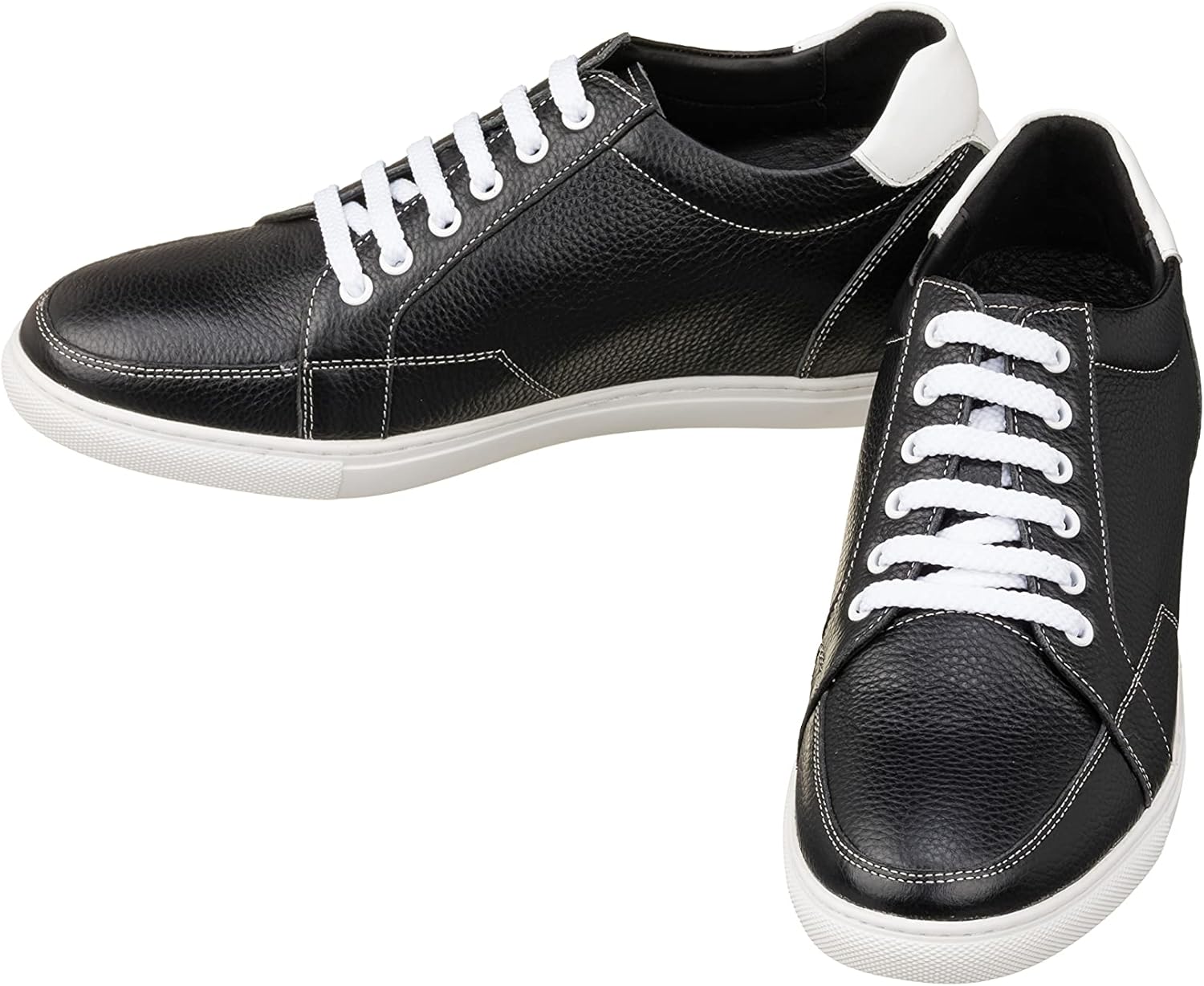 CALTO Men's Invisible Height Increasing Elevator Shoes - Black Leather Lace-up Casual Sneakers - 2.5 Inches Taller - K0081- Size 8 D(M) US - Image 4