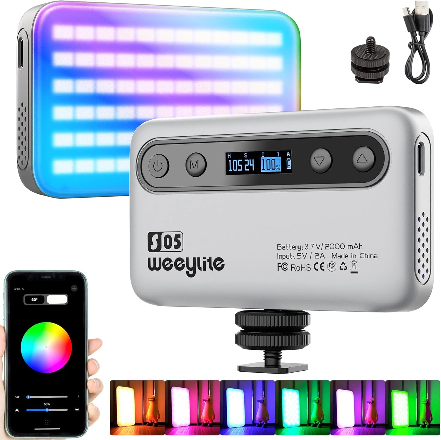 Amazon | RGB撮影ライト LED 撮影用ライト 照明 2800K-6800K 輝度調整