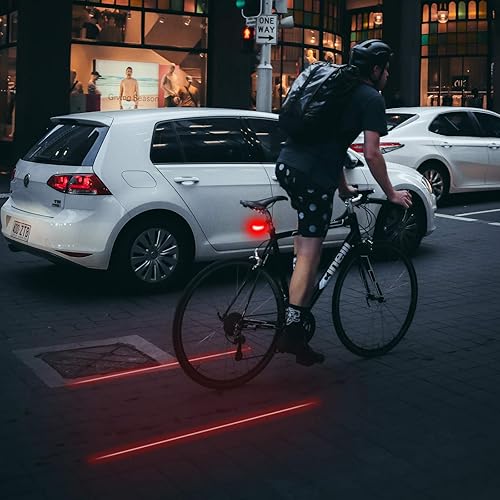 Miniatura 6 de Bicicleta Ciclismo 7 modos de flash Luces rojas impermeables con 5 LED y 2 haces láser Luz trasera de bicicleta Luz de advertencia de seguridad Luz