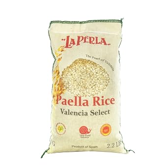 La Perla | Paella Rice | Valencia Select | Denomination of Origin Valencia Spain | Slow Food Valencia Certified | Ideal For All Mediterranean Rice Dishes | 2.2 lbs 1 kg | Pack of 1