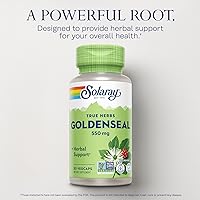 Vista 3 de SOLARAY Goldenseal Root 550mg Digestión saludable, función inmunológica y apoyo respiratorio Raíz entera Sin OMG, vegano y verificado