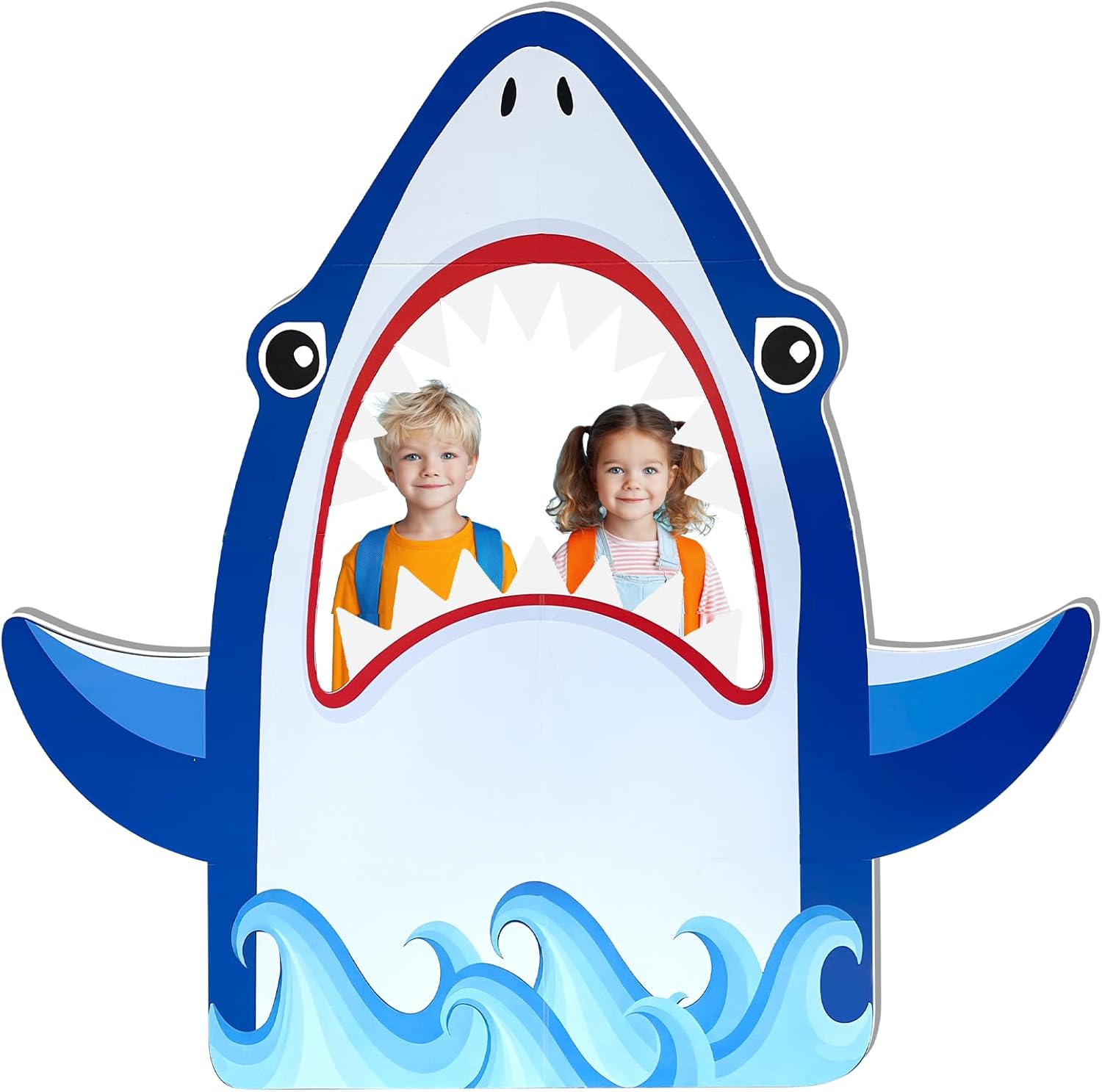 4 FT Shark Theme Party Photo Backdrop Shark Cutout Backdrop Photo Booth for Shark Birthday Ocean Birthday Party Decoration Under The Sea Theme Party Supplies (47 Inch)