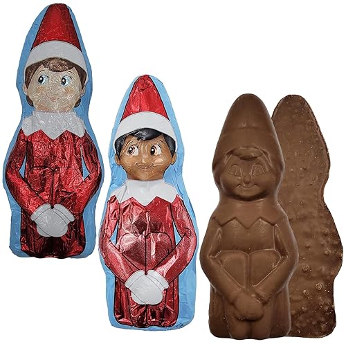 Miniatura 7 de Fruidles Grandes golosinas navideñas de chocolate de elfo en el estante, chocolate con leche sólido y suave, rellenos para bolsas de fiesta,