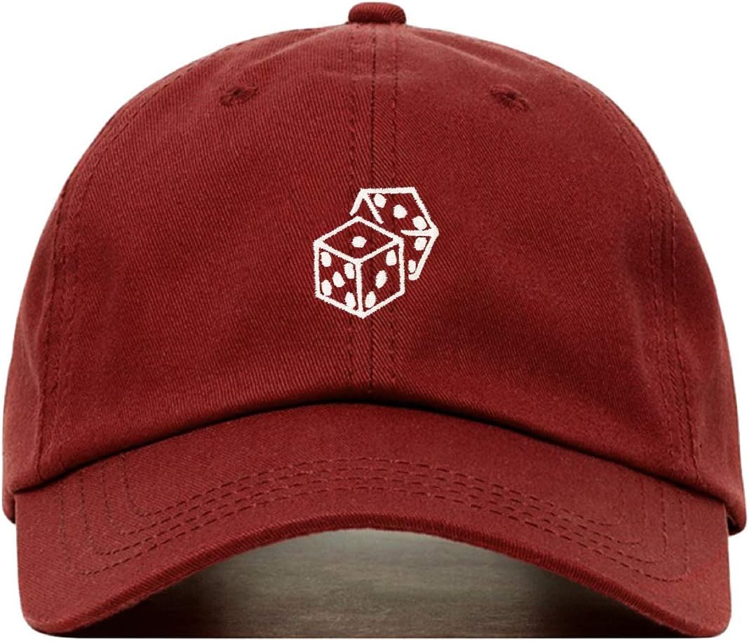Gambling Dice Baseball Hat, Embroidered Dad Cap, Unstructured Soft Cotton, Adjustable Strap Back (Multiple Colors)