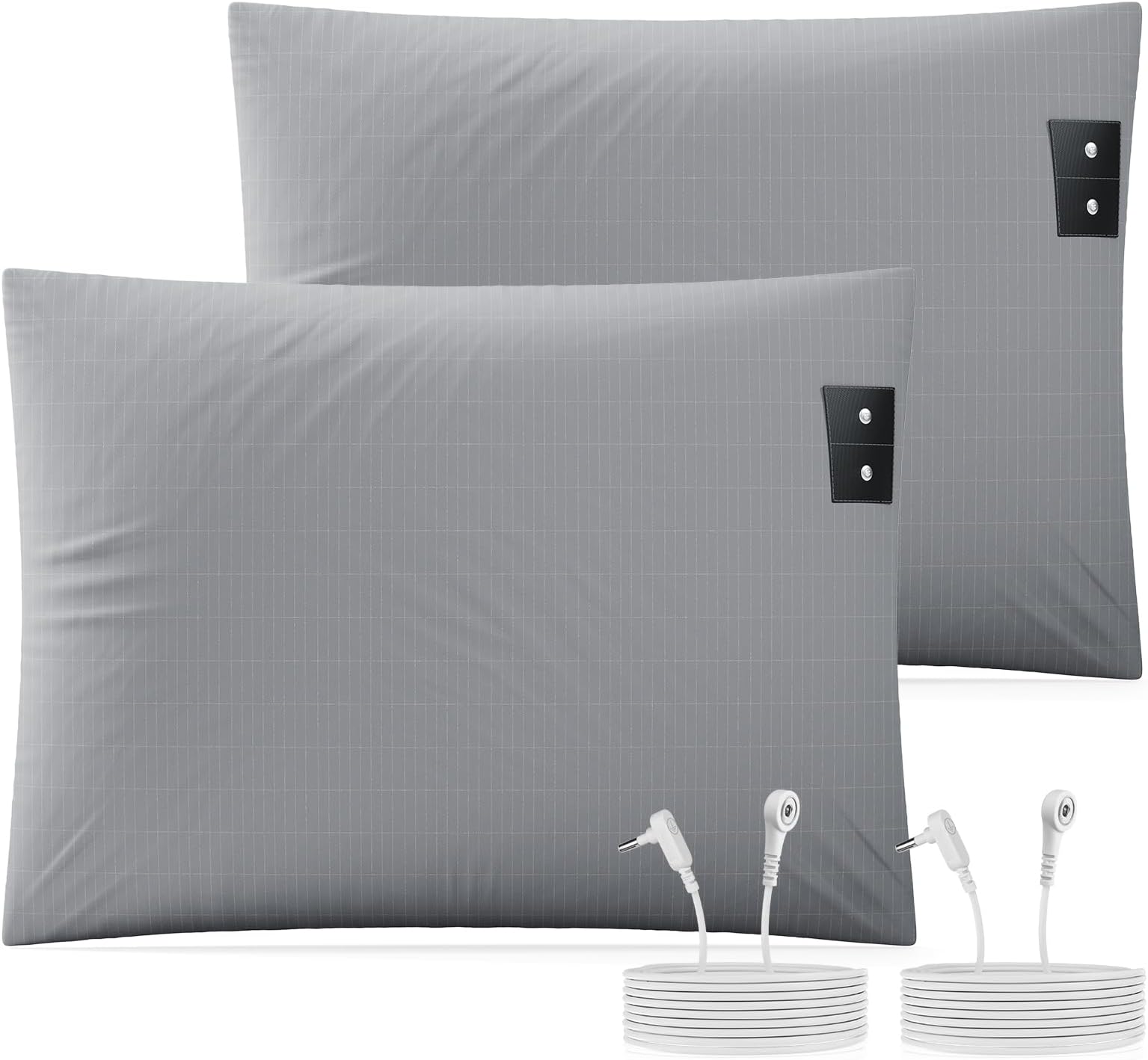 Grounding Pillowcase 2 Pack, Conductive Grounding Pillowcase with 10% Silver Fiber, Soft, Skin-Friendly Fabric for Static Release, 20x30 Inch, Gray
