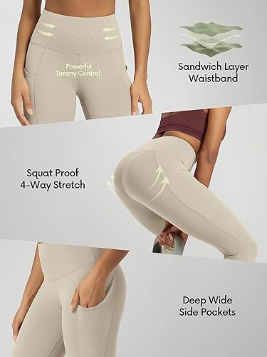 Miniatura 34 de ODODOS - Leggings tipo capri de mujer, no se traslucen y modelan el abdomen, con cintura alta y bolsillos; para hacer yoga, atletismo, ejercicio