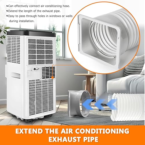 Miniatura 6 de HAUREW Acoplador de manguera de escape cuadrado para aire acondicionado portátil de 5.9 pulgadas, adaptador de ventana cuadrada a redonda, conector