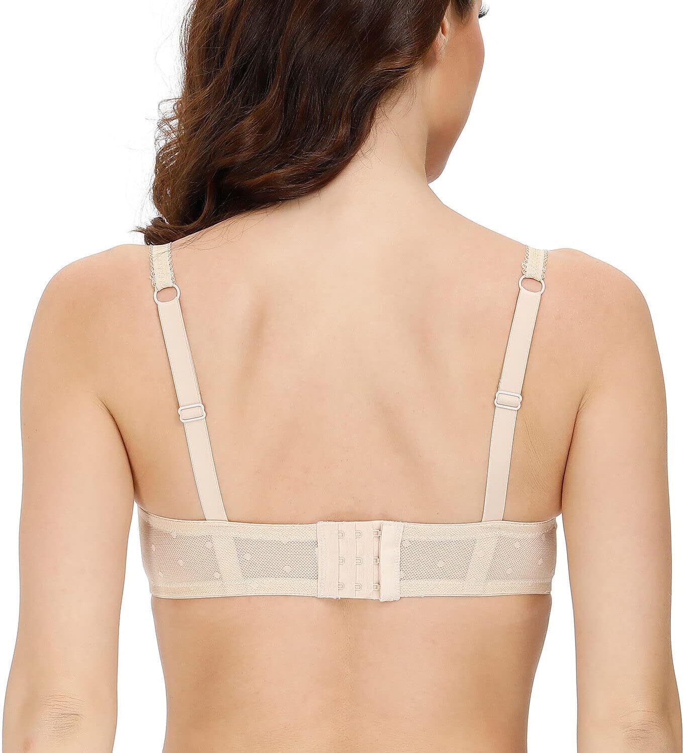 PaZo Women's See Through Unlined Sexy Lace Mesh Sheer Unpadded Demi Cup Bra Underwire Bralettes
