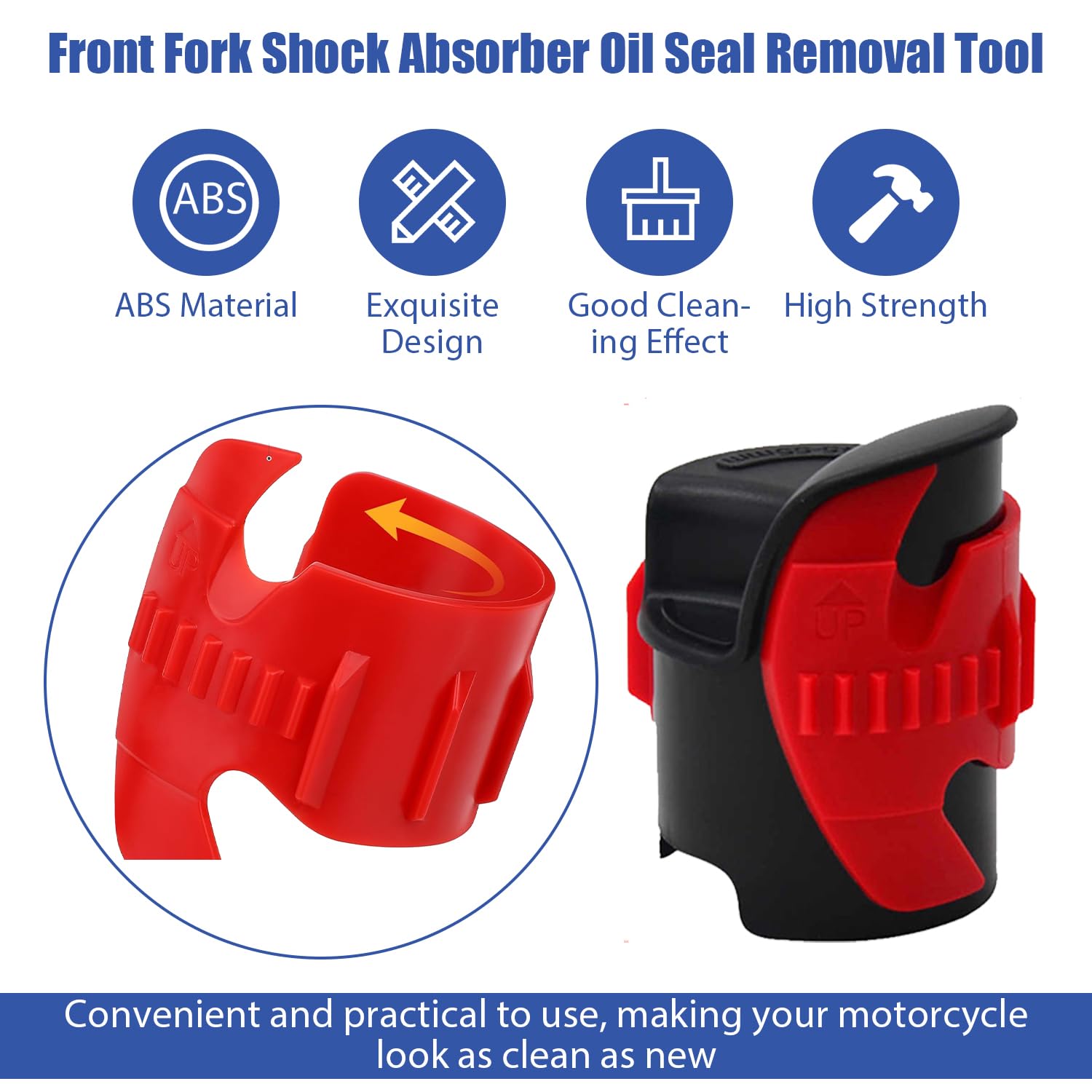 Tissting Pulitore Guarnizioni Forcella Moto, 6,6 x 5,5 cm Pulitore Stelo Forcelle Rosso Plastica Livello Olio Ammortizzatore Riparazione per 45-55mm Forcelle Anteriori Dirt Bike