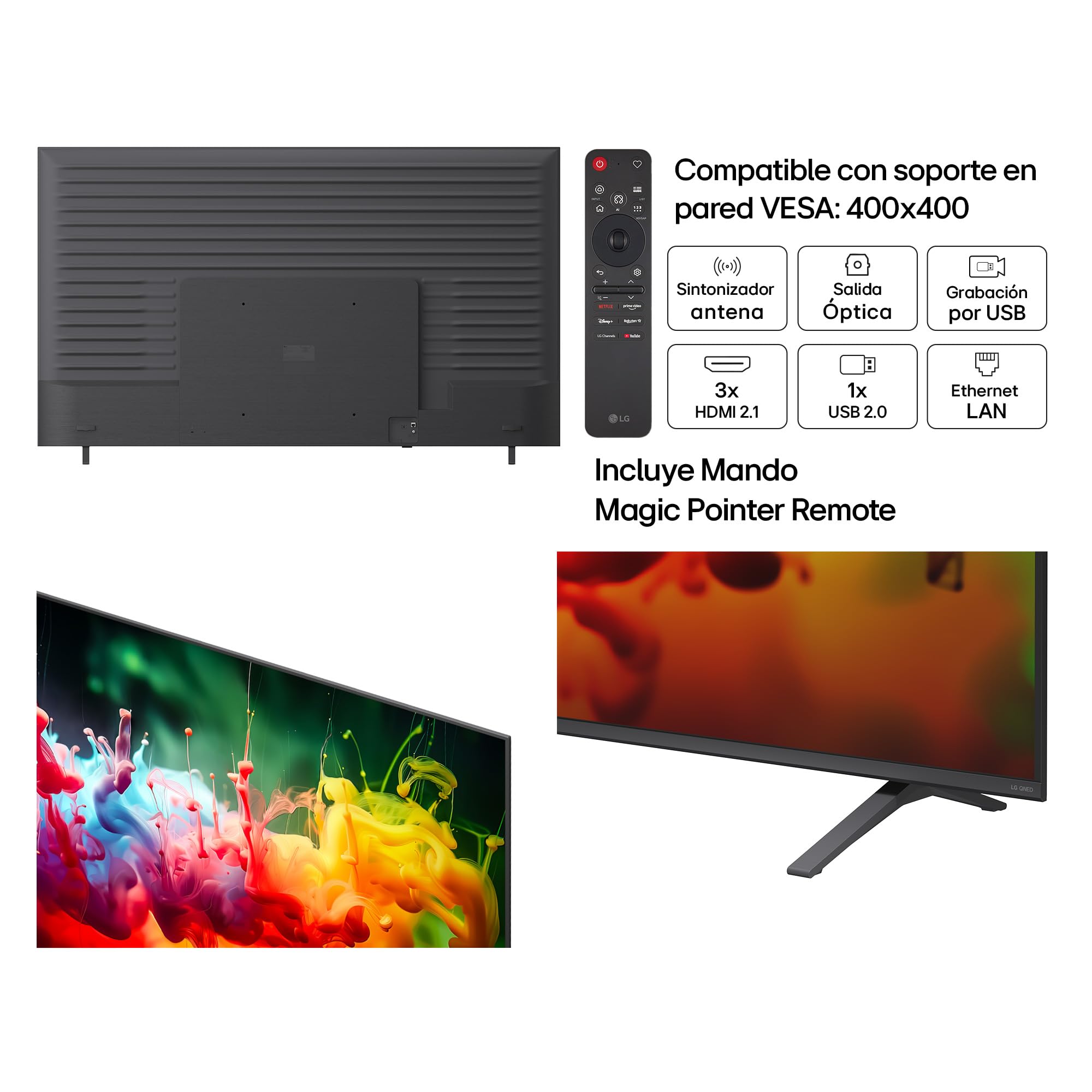 LG 85QNED72B6A - Smart TV QNED MiniLED AI 85" 4K Sin Reflejos 94%, 2026