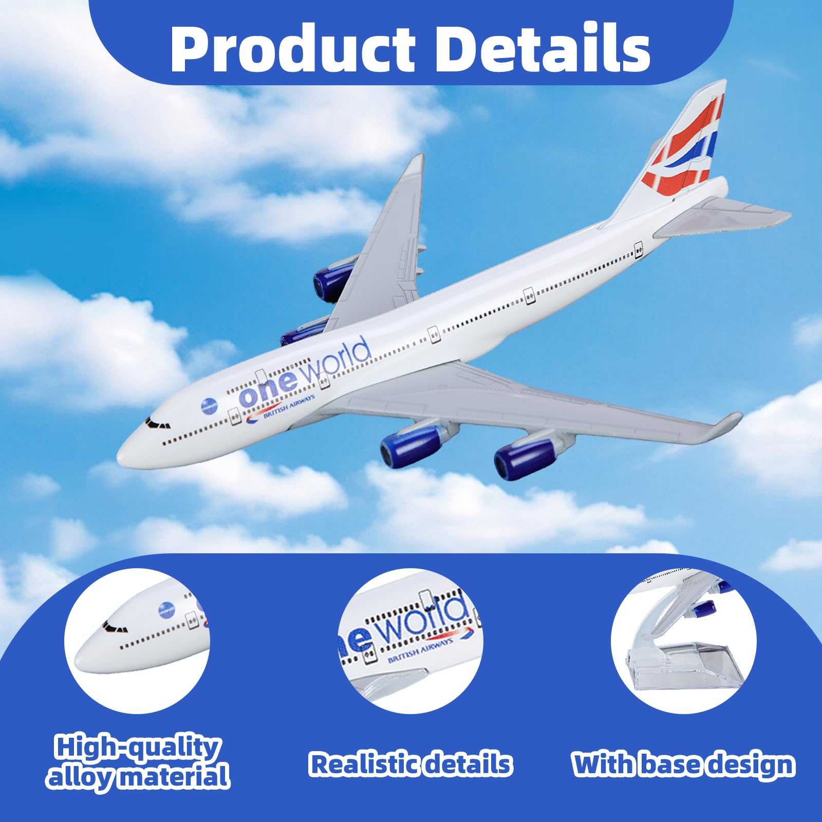 Nhemeylp Model Plane, 747 Airplane Model 1/400 Diecast British Airway Planes - Image 3
