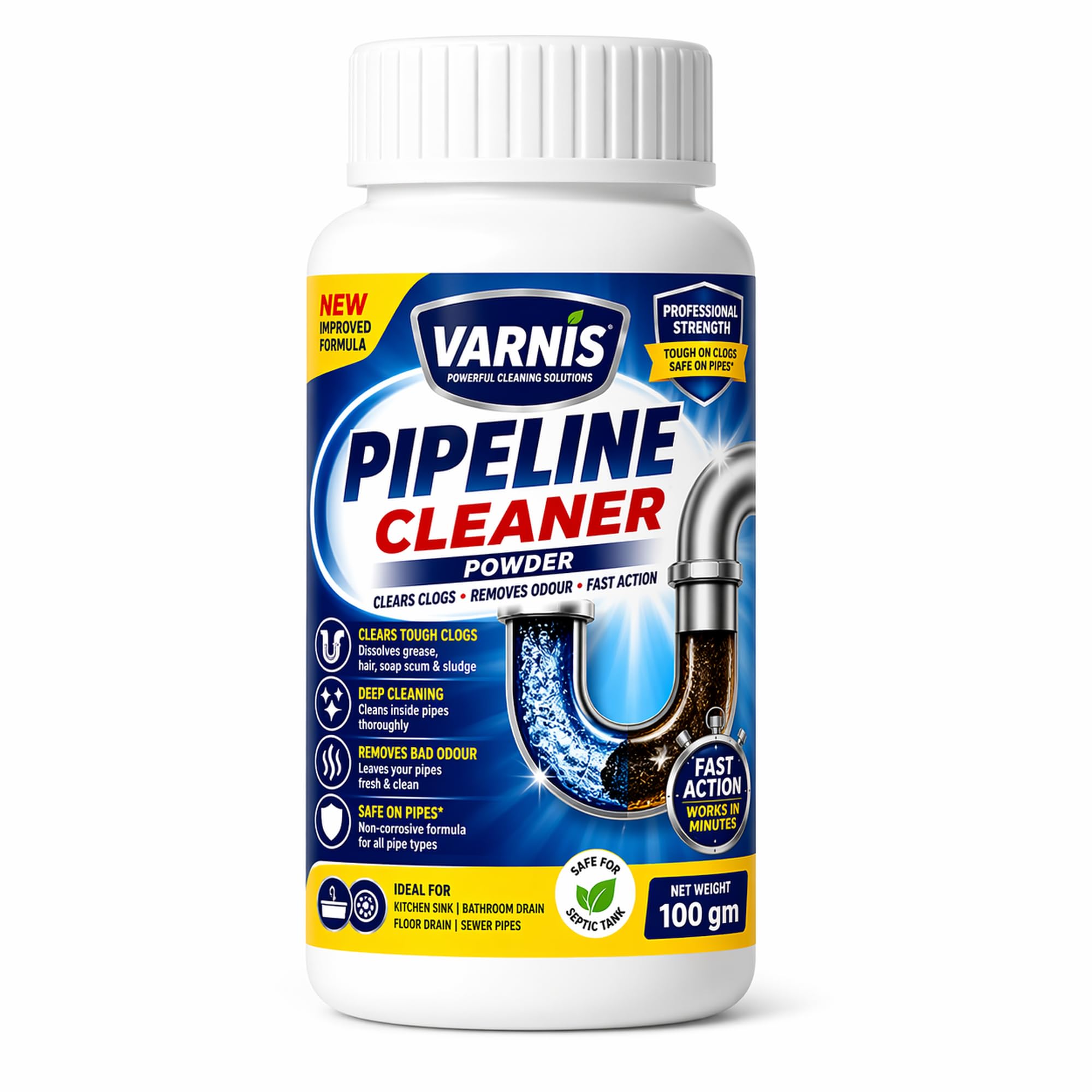 Varnis Pipeline Cleaner Powder, 100 g, Clears Clogs, Removes Odour, Fast Action, Safe on Pipes-image-24