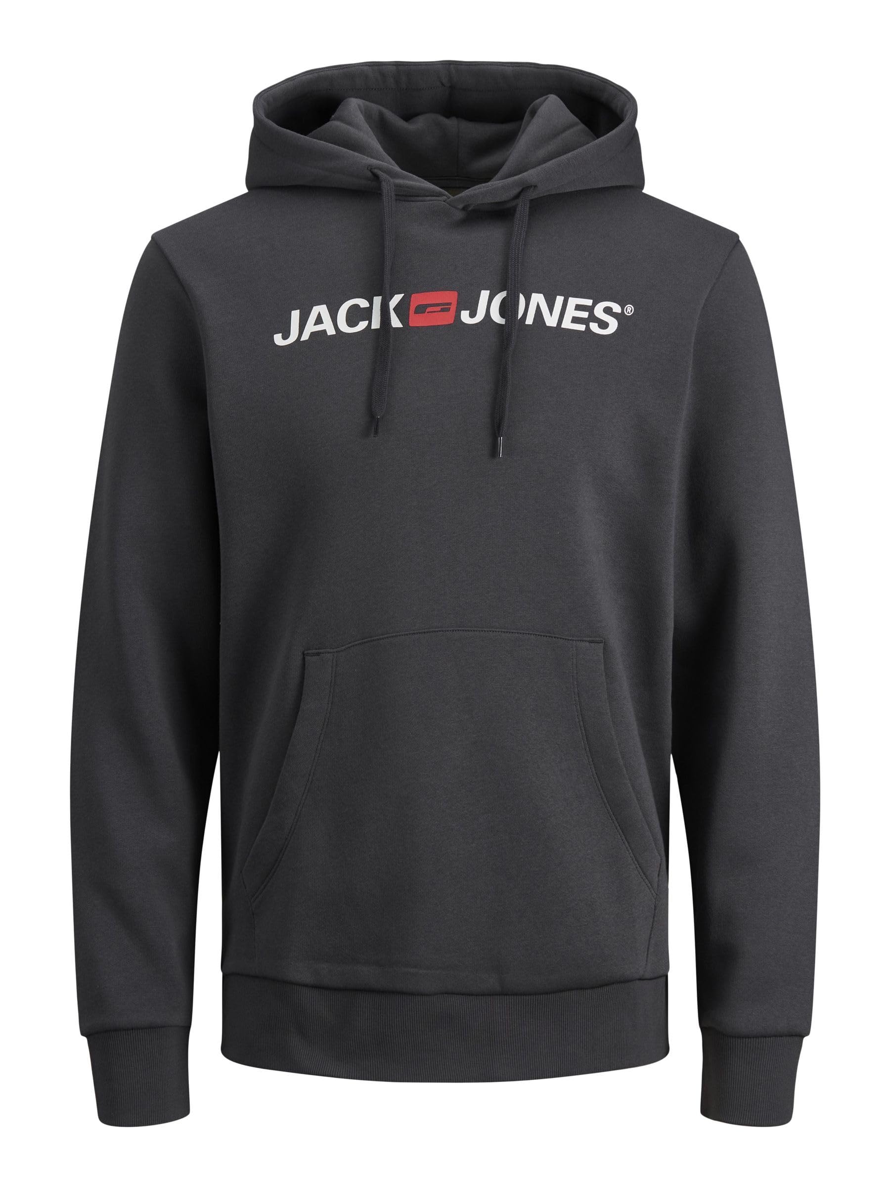 JACK & JONES Men's Jjecorp Logo Sweat Hood Noos 12137054 Hoodie, Asphalt, L