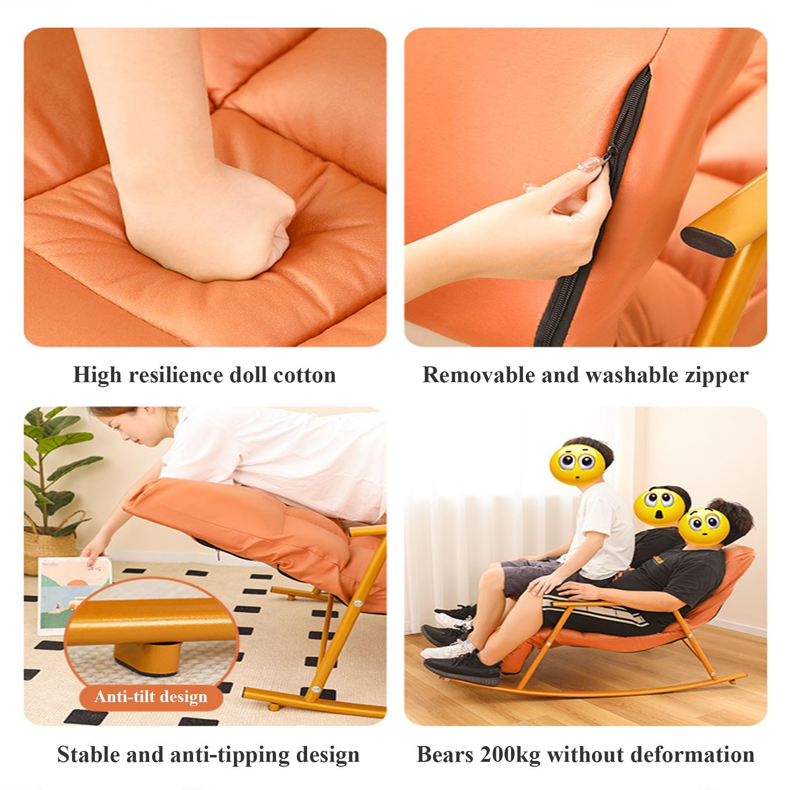 Mecedora,sillon Relax,butacas De Salon,sillones Para El Salón,mecedora Lactancia,butaca,sillon Lectura,sillon Lactancia,sillón Relax,chaise Longue,sillones Relax Capacidad De Carga 200 Kg ( Color : Or