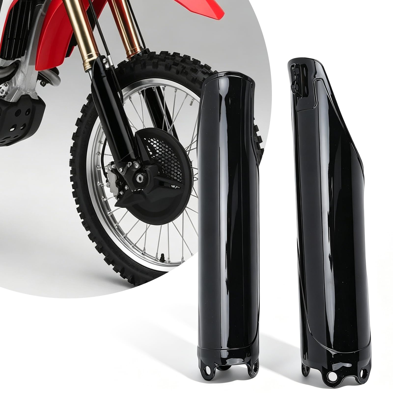 2 coperture per tubo forcella anteriore, nero lucido, protezione per forcella CRF250R, CRF250X, CRF450R, CR125, CR250, CRF 450 RX