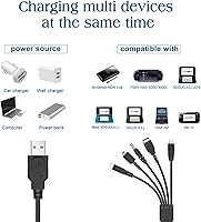 Vista 3 de Xahpower Cable cargador USB 5 en 1 para Nintendo DS Lite, 3DS, DS y Gameboy Advance SPPSP 100020003000