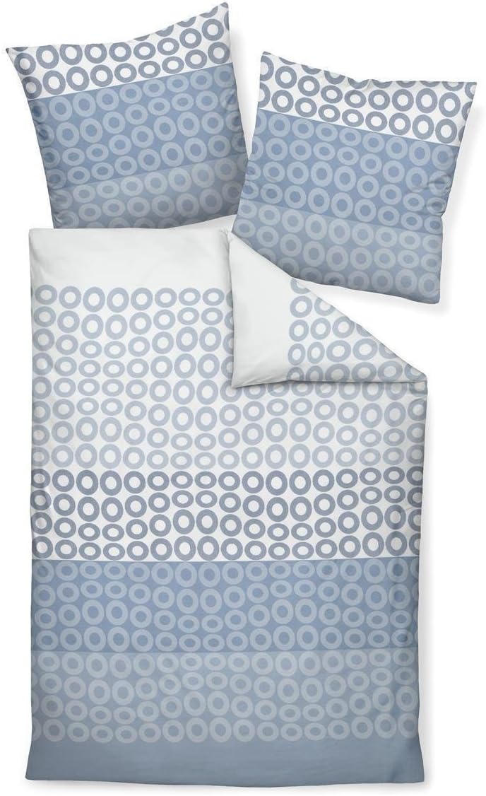 Janine Design Mako Satin Bed Linen J.D. 87029-02 Blue 1 Duvet Cover 200 x 220 cm and 2 Pillowcases 80 x 80 cm