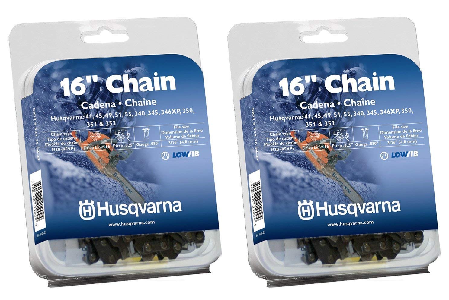 Husqvarna 531300437 - Catena di ricambio per motosega da 40,6 cm, confezione da 2 pezzi