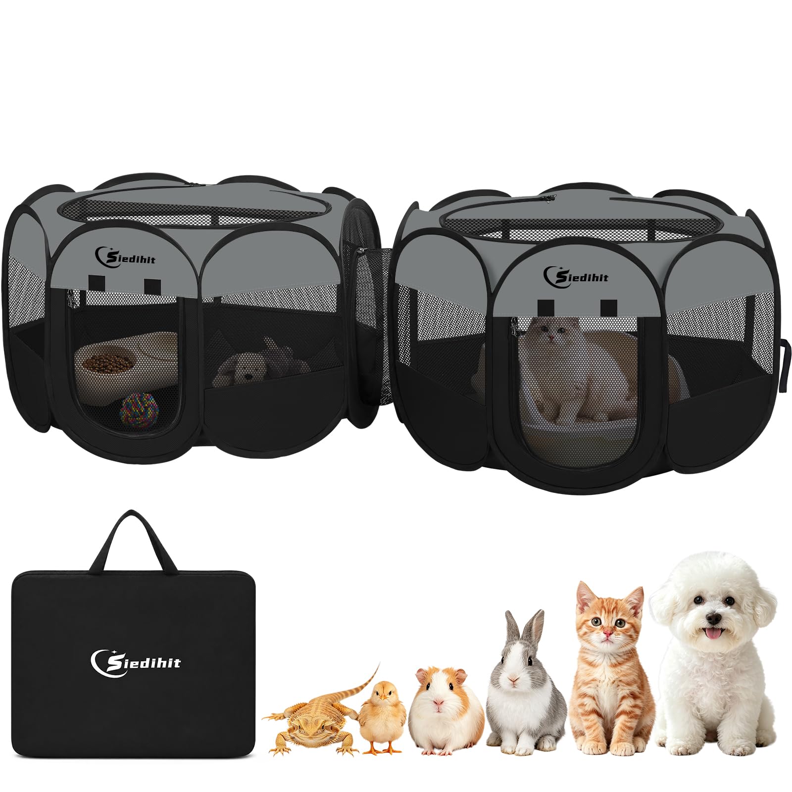 Dog Cat Playpen 2-in-1 Indoor Outdoor for Puppy Pet Recovery After Surgery