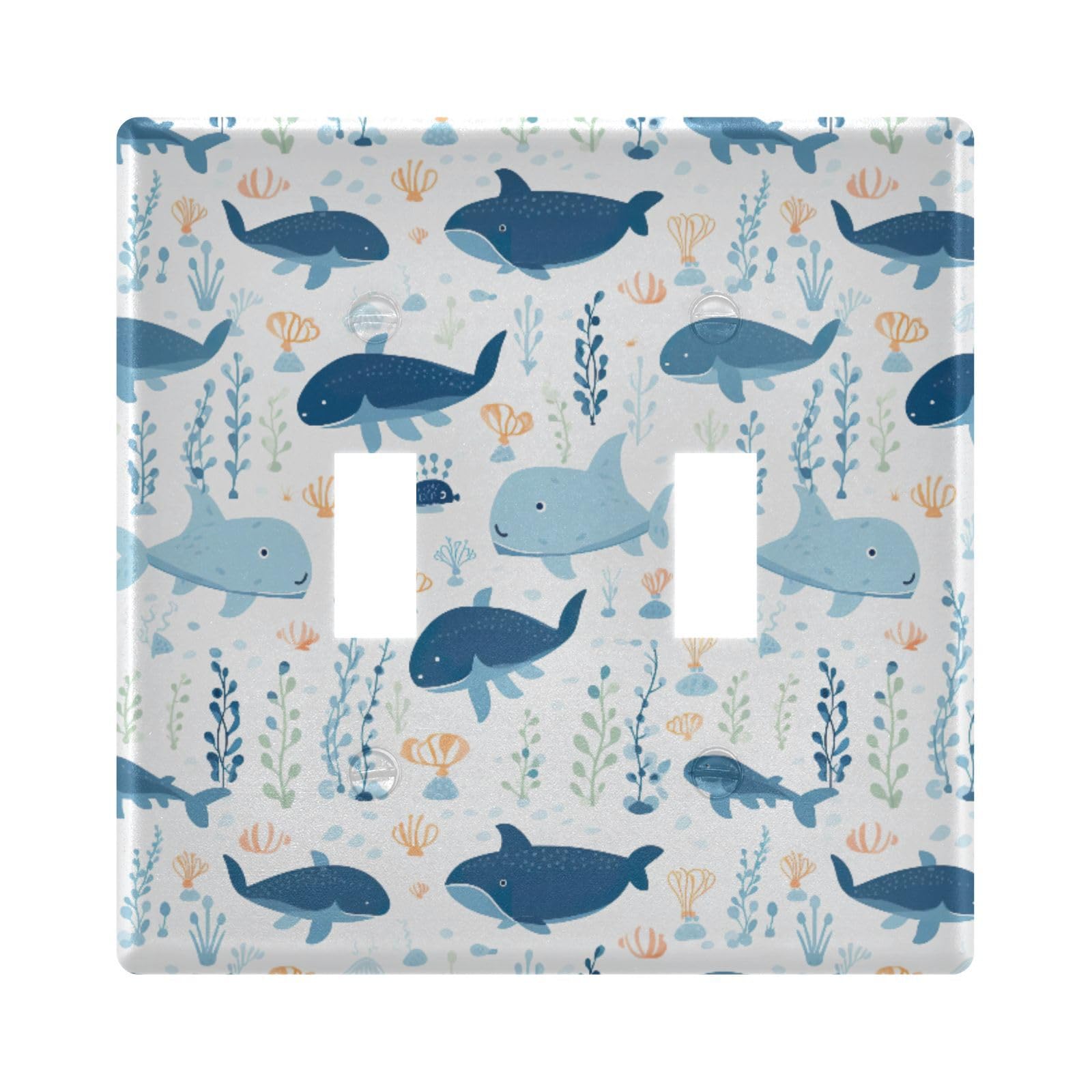 UMIRIKO Cute Whale Light Switch Cover Plate Covers Decorative Double Toggle Home Decor 202a8840