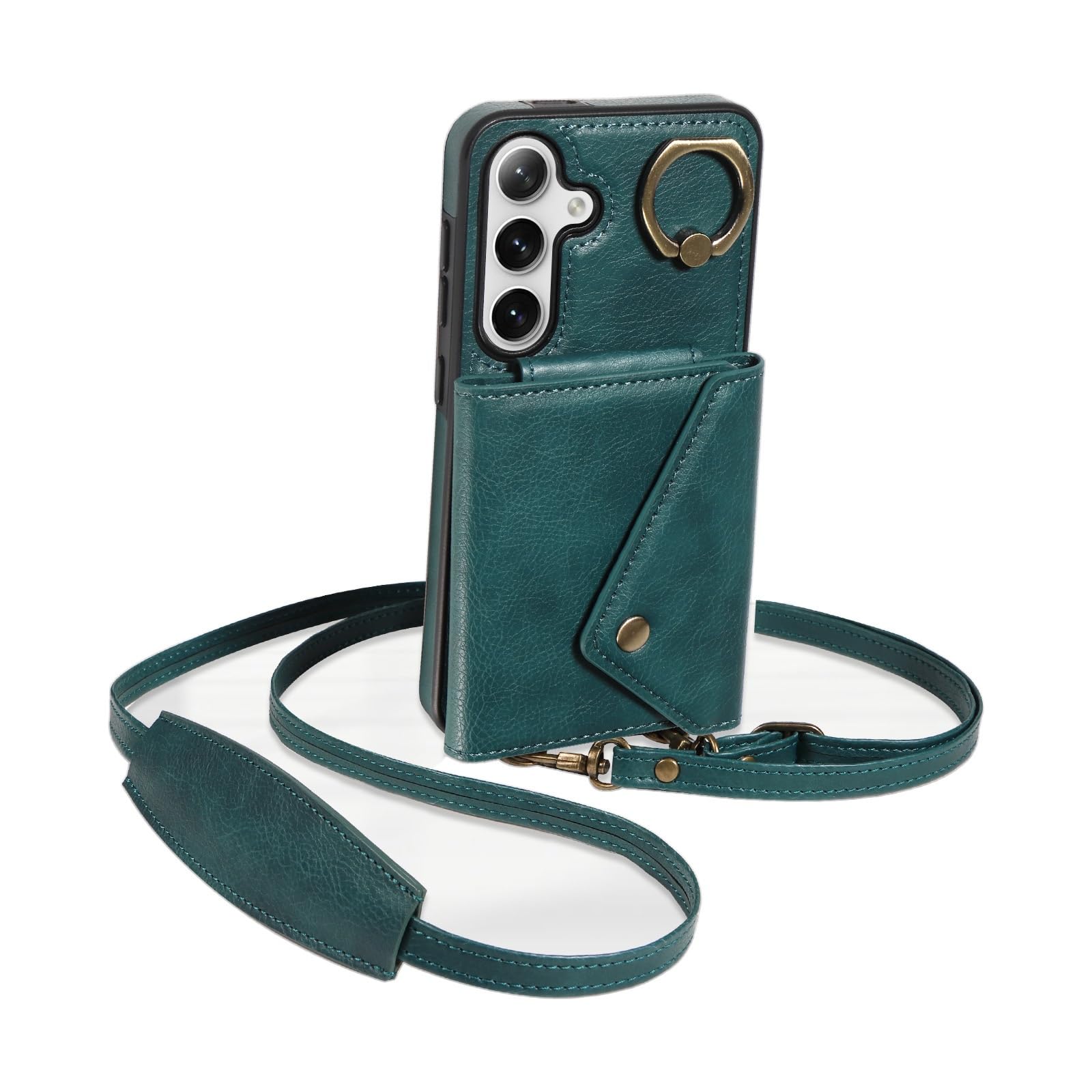 Étui portefeuille Samsung S25 Plus de protection durable texturée verte - 8