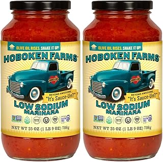 Hoboken Farms Low Sodium Marinara Sauce - Keto Certified, No Sugar Added...