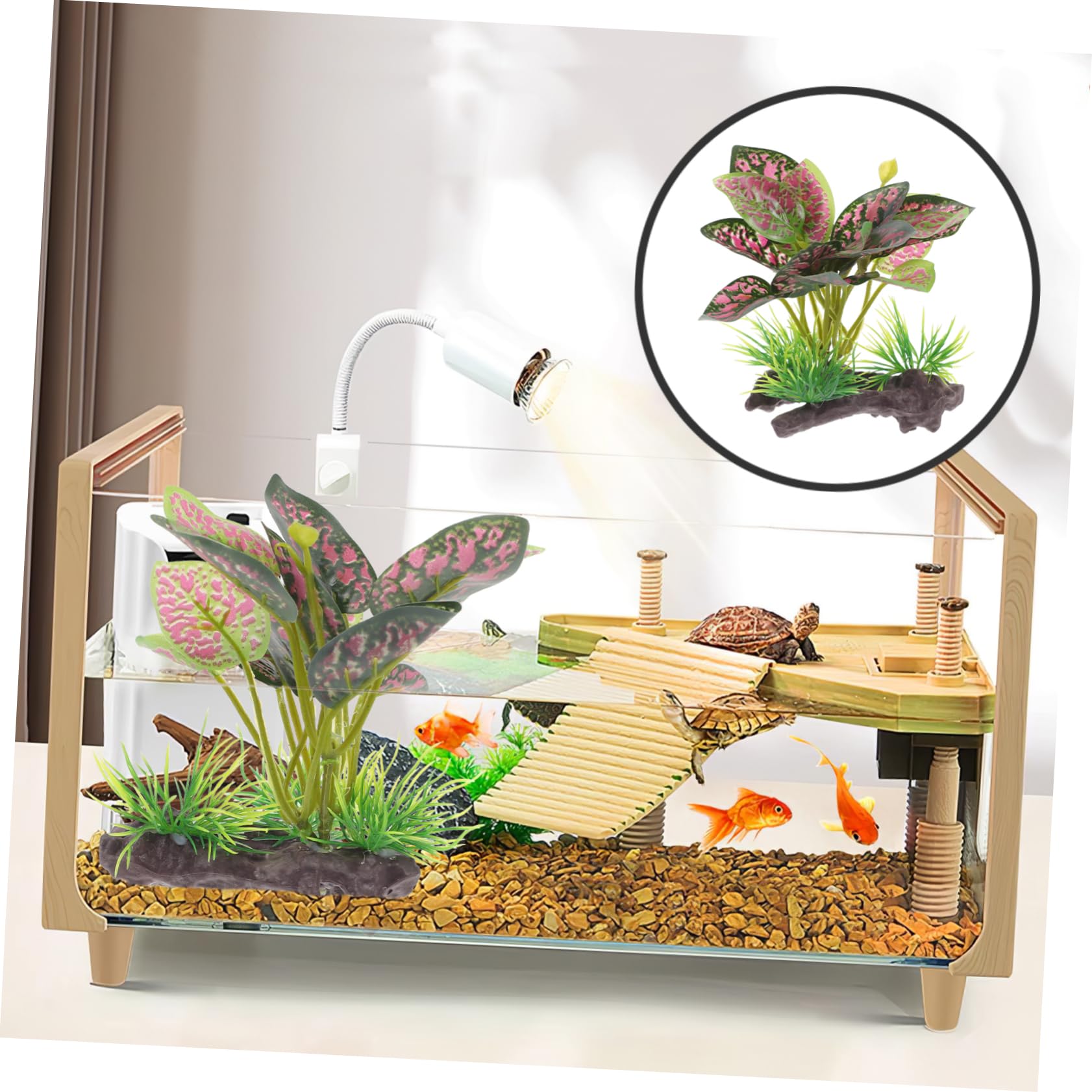 Abaodam Artificial Plant Ornament for Reptile Terrarium Simulation Plant Lizard Box Decor