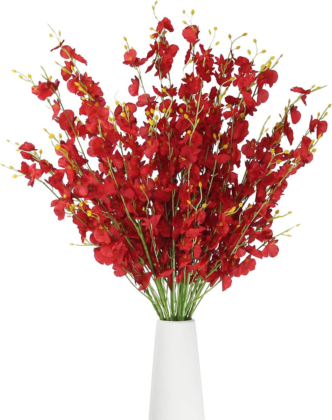 WELMATCH Red Artificial Orchids Faux Flowers - 10 pcs 37.5 Inches Real Touch Fake Artificial Flowers for Wedding Home Office Party Hotel Yard Decoration (Red, 10) : Home & Kitchen