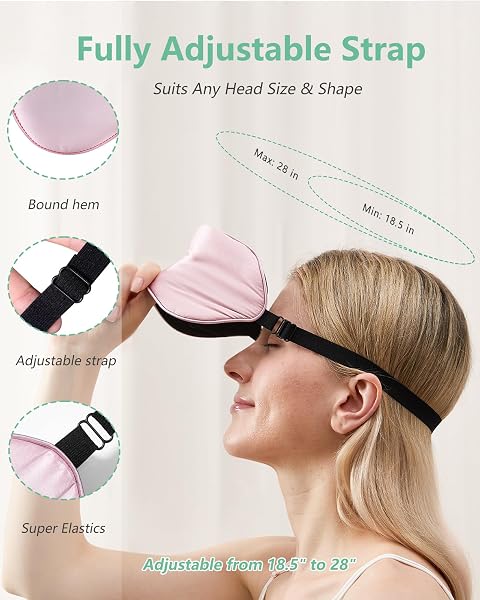 BeeVines Sleep Mask, 2 Pack 100% Real Natural Pure Silk Eye Masks with Adjustable Strap for Sleeping, Mulberry Silk Eye Sleep Shade Cover, Block Light Reduces Puffy Eyes Traveling Gifts - 5