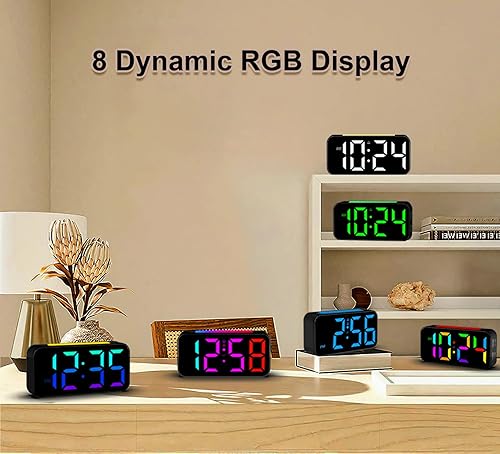 Miniatura 3 de Despertadores ruidosos para personas que duermen pesadas, reloj digital con luz nocturna, pantalla grande, cargador USB, alarma doble, repetición,