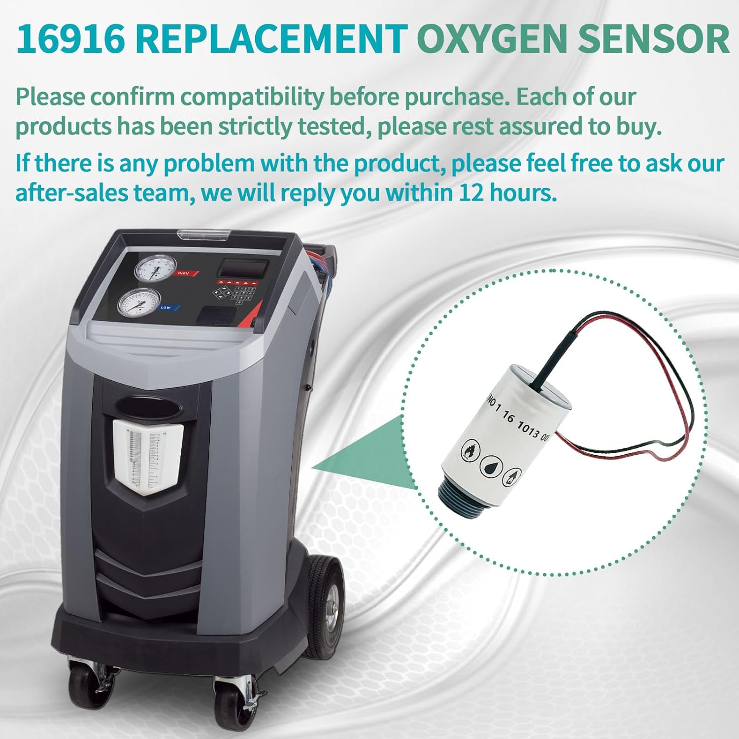 16916 Replacement Oxygen Sensor Compatible with Robinair R-1234yf Machines, 16990/16995 Refrigerant Identifiers, Replacement Filter for AC1234-4/AC1234-4SL/AC1234-4-230/AC1234-6/AC1234-9