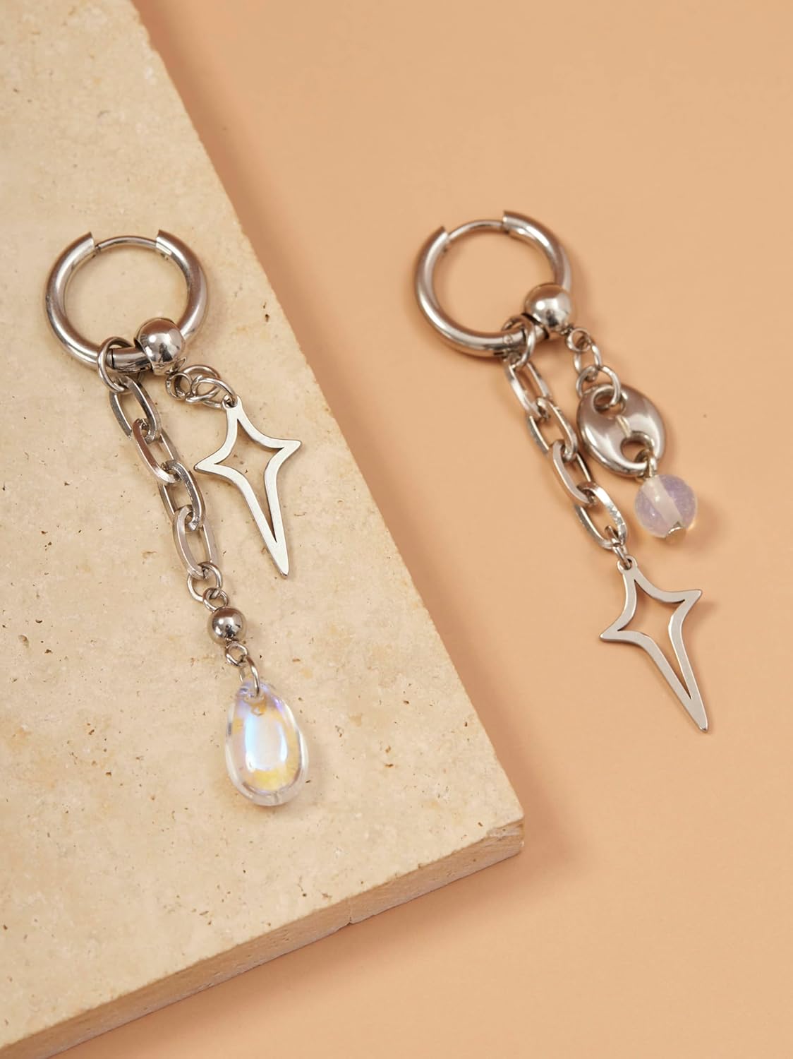 Sacina Teardrop Spike Star Hoop Earrings, Gothic Grunge Emo Punk Y2k Earrings, Goth Jewelry, Christmas Jewelry Gift for Women - Image 6