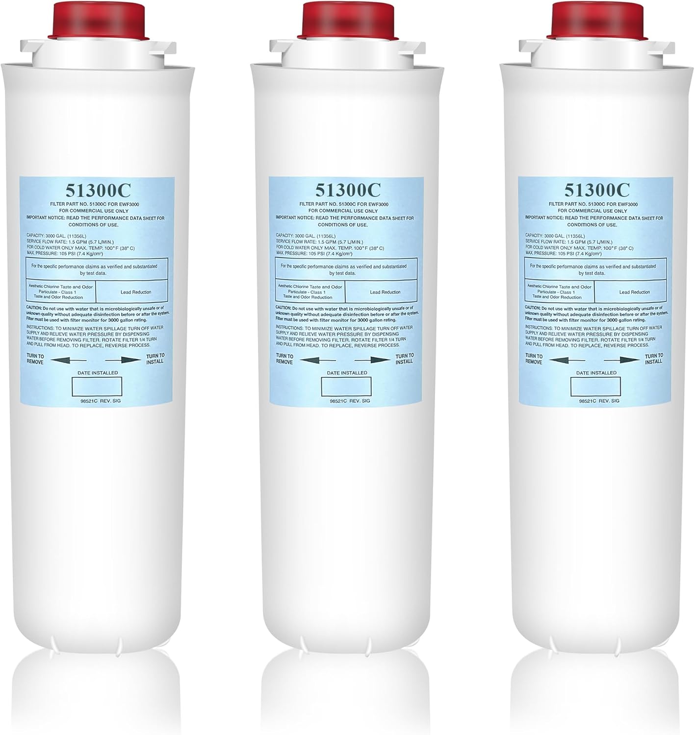 51300C Filters, Replacement for Elkay 51300C EWF3000 Filter By NSF/ANSI 42 Certified,Compatible with Ezh2o Filter Replacement Bottle Stations, 51300C 3000 Gallon (No Chip) 3 Packs