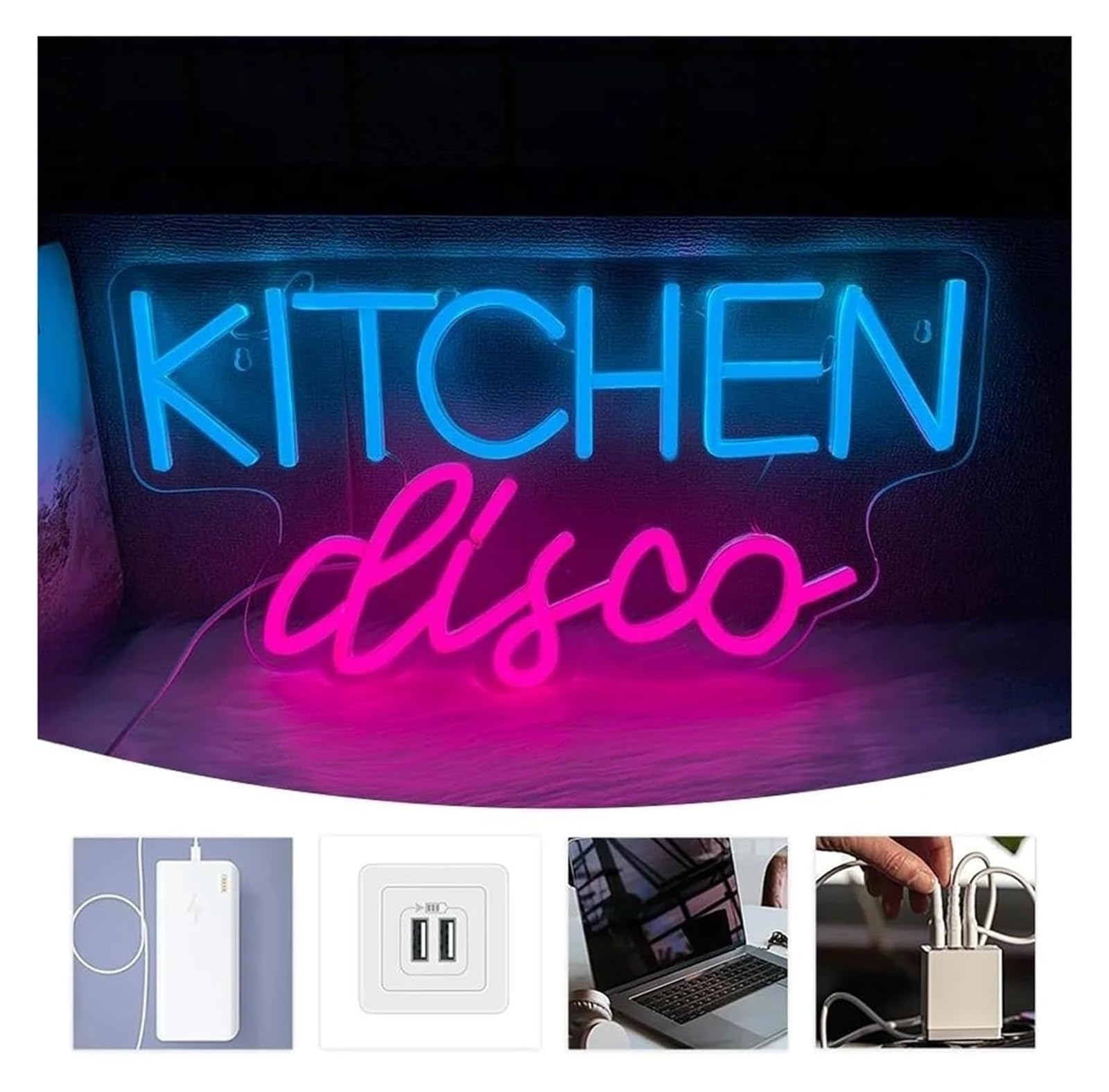 Neón Sign Discoteca de cocina con letrero neón, luz LED regulable, para ideal para bares, cocinas, cafeterías y restaurantes