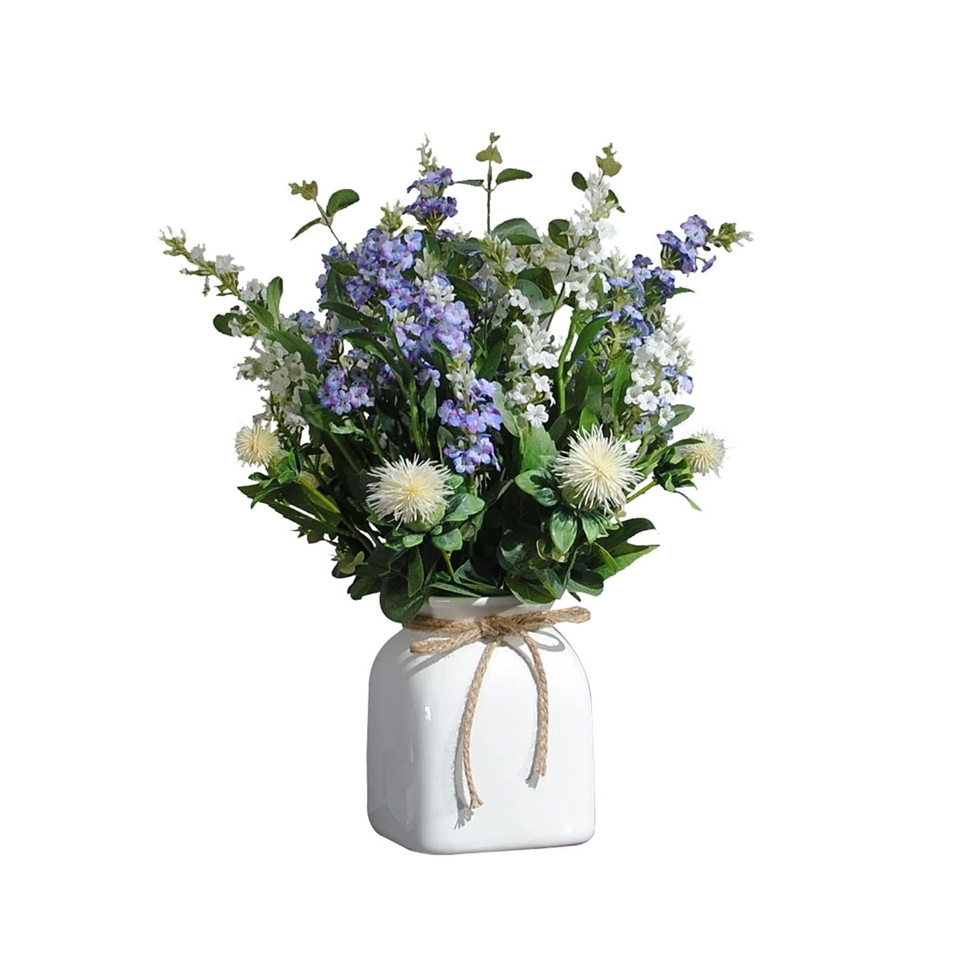 DFGHNBVC Faux Flowers Artificial Flowers With Ceramic Vase, Faux Lavender Bouquet, Silk Flower Arrangement For Wedding/Office/Living Room For Any Occasion