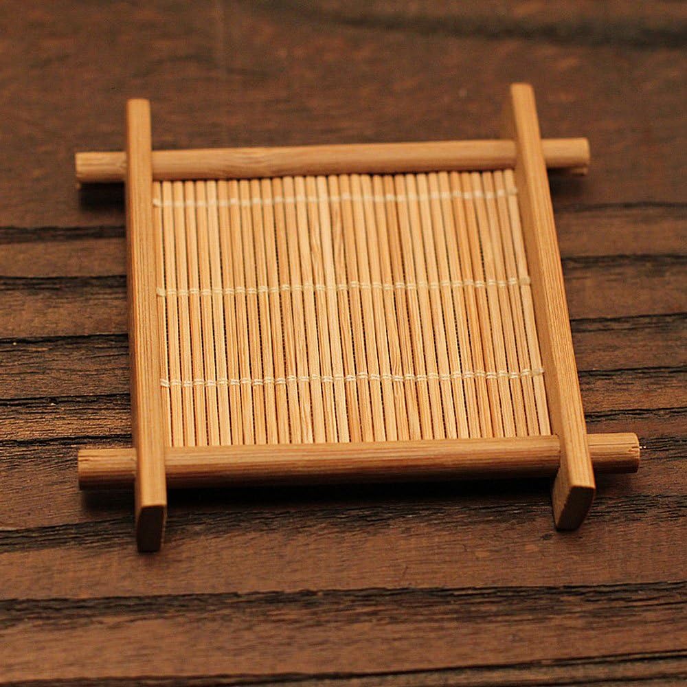 Bеѕt Cуbеr Dеаlѕ 🔥 yazi Bamboo Coasters Teacup Saucers Sets Square Handmade Tea Cup Mat For Kungfu Tea 3.5 Set of 10