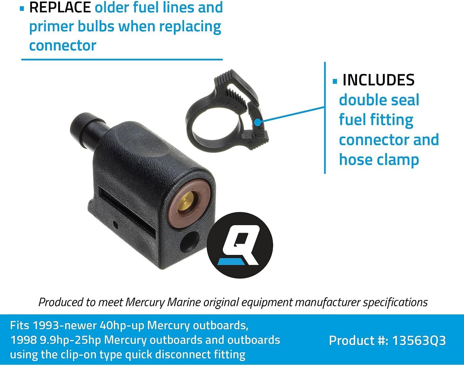 Quicksilver 13563Q3 Quick Disconnect Fuel Line Fitting