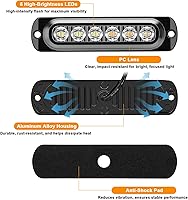 Vista 5 de EEEKit 10 luces LED estroboscópicas de emergencia, 6 LED ámbar blanco estroboscópico luces intermitentes de emergencia de montaje en superficie