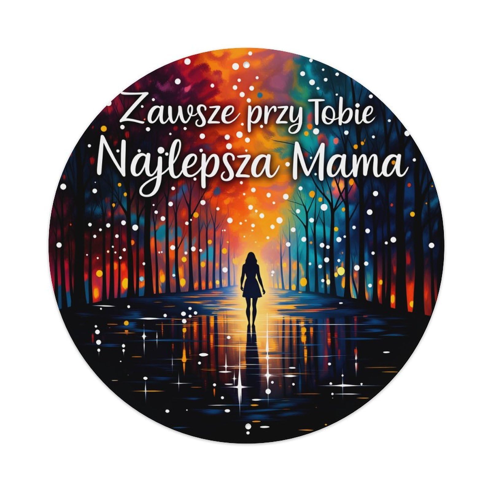Colorful Forest Path Night Sky Reflection Round Tin Sign Vintage Style Metal Sign Home Bar Garden Wall Plaque Decor Metal Poster 8x8 Inch