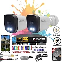 EX TCAM 2 Kameral  B121-2W Full HD Sesli AHD G venlik Seti   4 Kanal DVR, 320 GB HDD, Renkli Gece G r , IP66